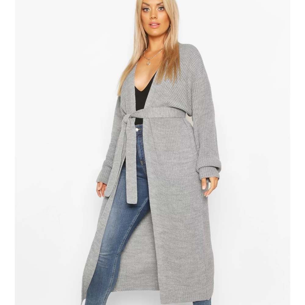 Boohoo Gray Knit Cardigan